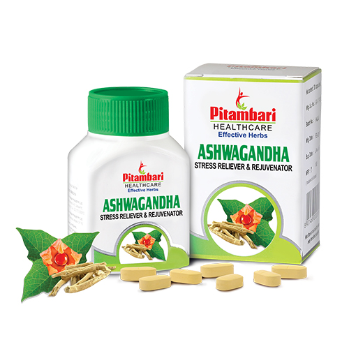 Pitambari Ashwagandha Herbal Tablets- Stress management - 60 tablets