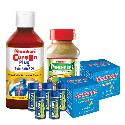 Combo kit :Cureon 60 ml, Kanthacarevati 12 Pills (5 nos), Pancharas 100 gm, Healmate 25 gm(2nos)