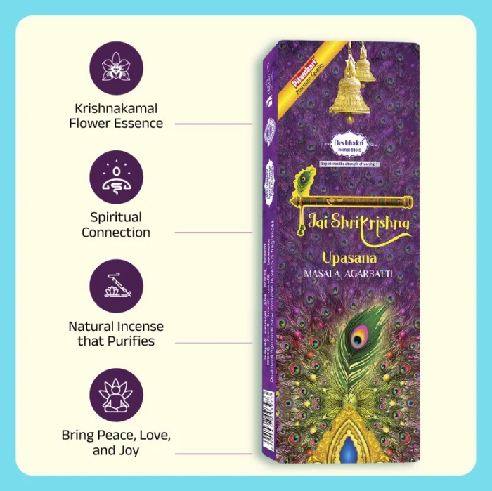 Devbhakti Jai ShriKrishna Upasana Agarbatti | 80g - Image 3