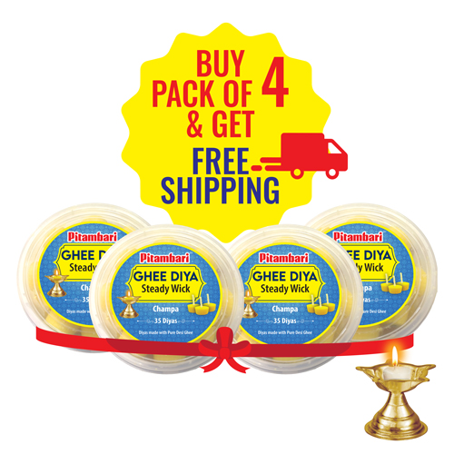 Pitambari Devbhakti Champa Ghee Diya -35wicks- pack of 4